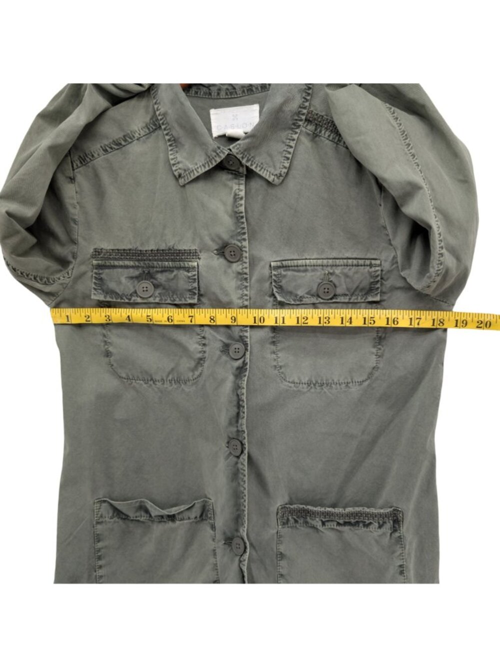 Caslon Utility Jacket Womens Olive Green Cotton Twill Button Front Pockets Sz S - Picture 7 of 10